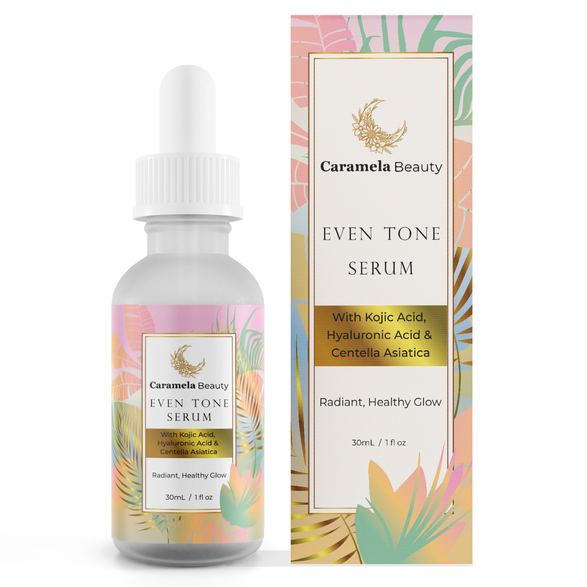 Caramela Beauty Even Tone Serum for Brightening Dark Spots & Hyperpigmentation with Kojic Acid, Hyaluronic Acid & Centella Asiatica