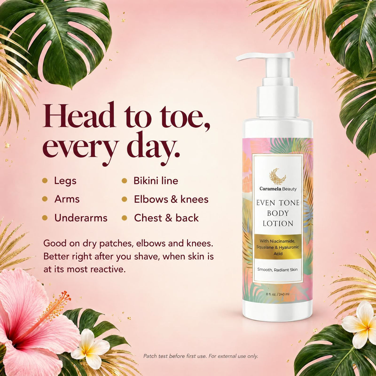 Caramela Beauty Even Tone Body Lotion with Niacinamide, Squalane & Hyaluronic Acid