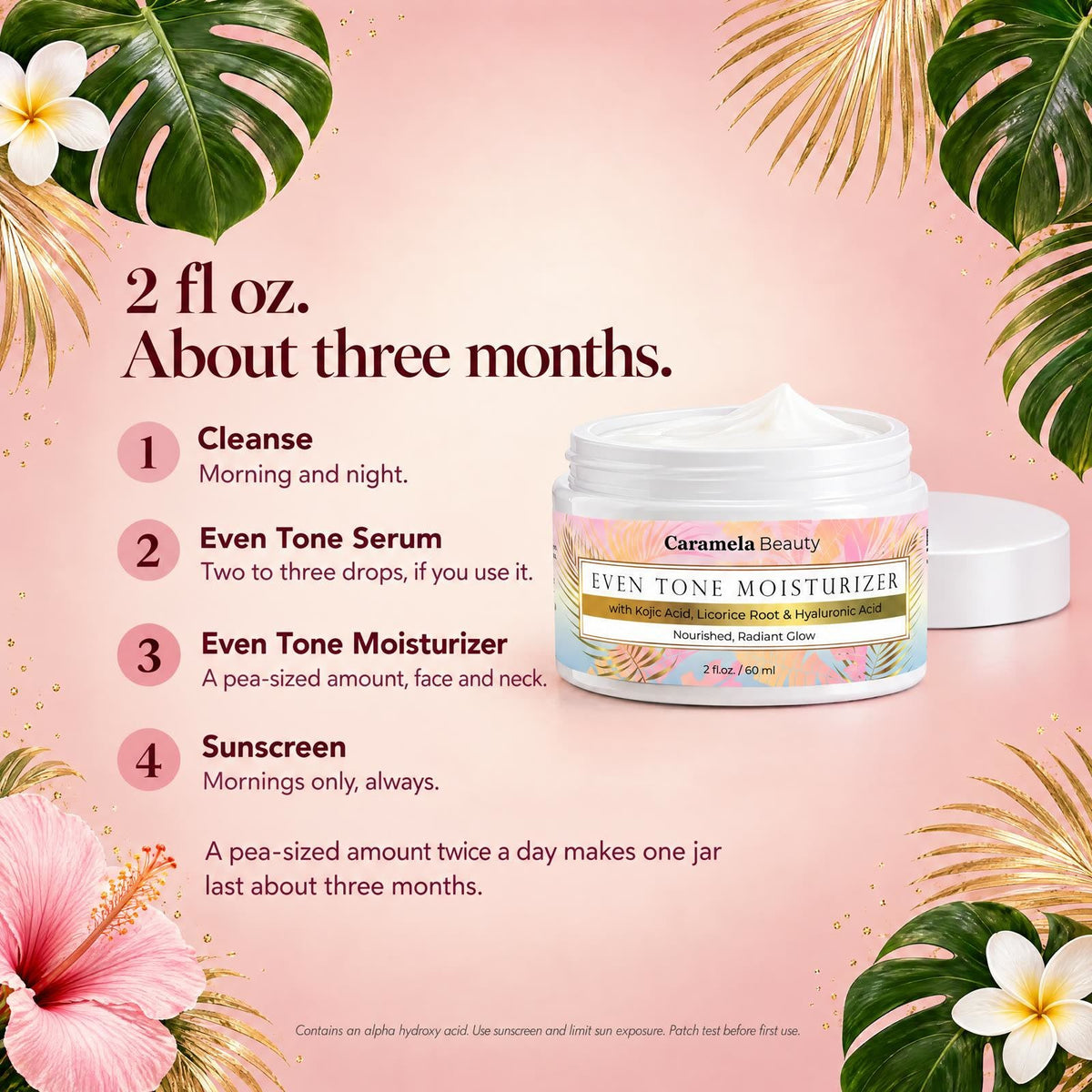 Caramela Beauty Even Tone Brightening Moisturizer with Kojic Acid & Licorice Root