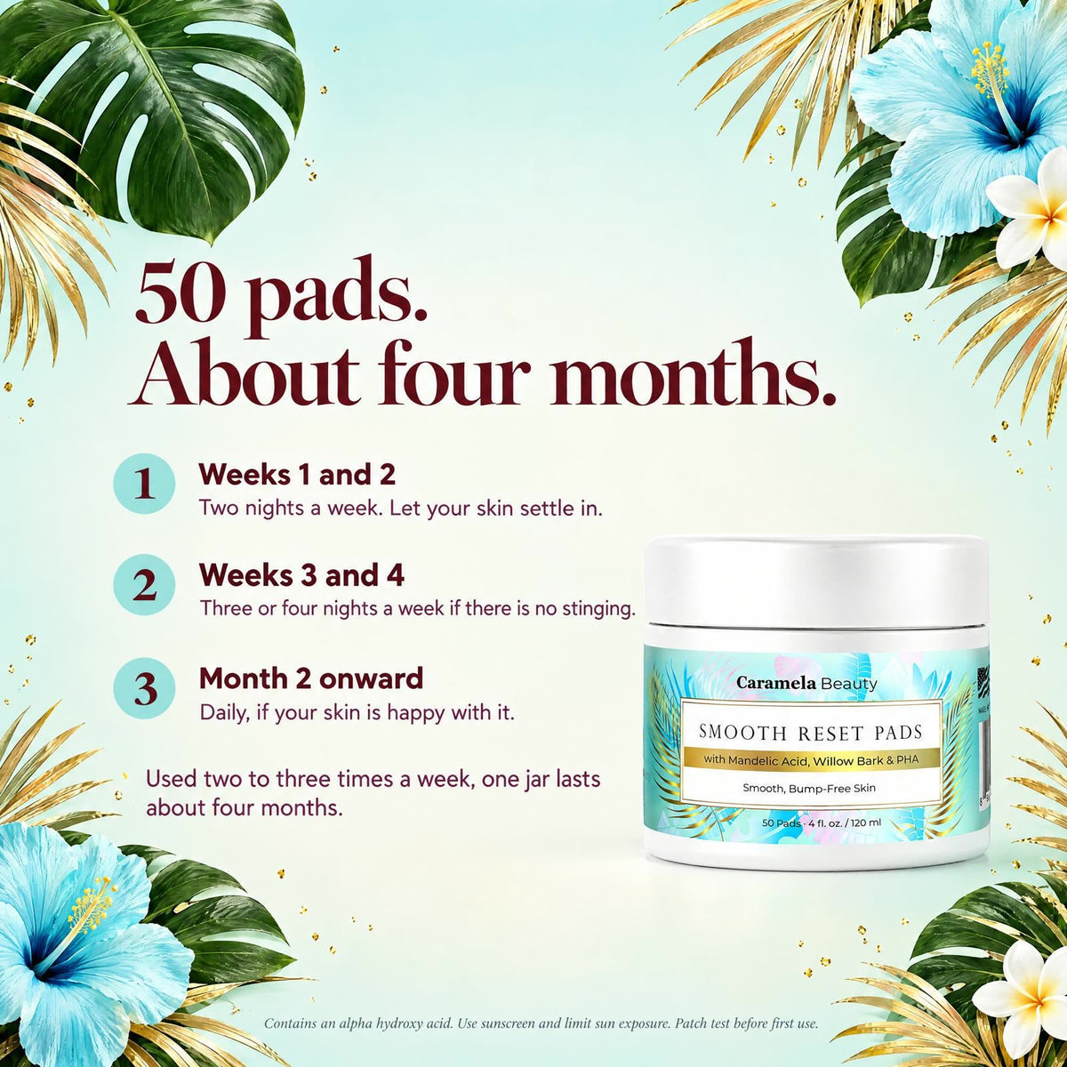 Caramela Beauty Smooth Reset Exfoliating Pads for Ingrown Hairs & Razor Bumps